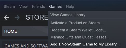Adding the mod's executable to a Steam library